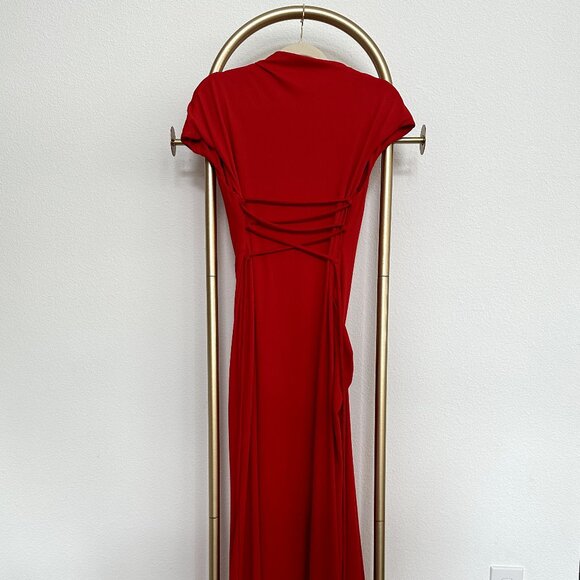 Red Cinched tie up Dress - Picture 3 of 3